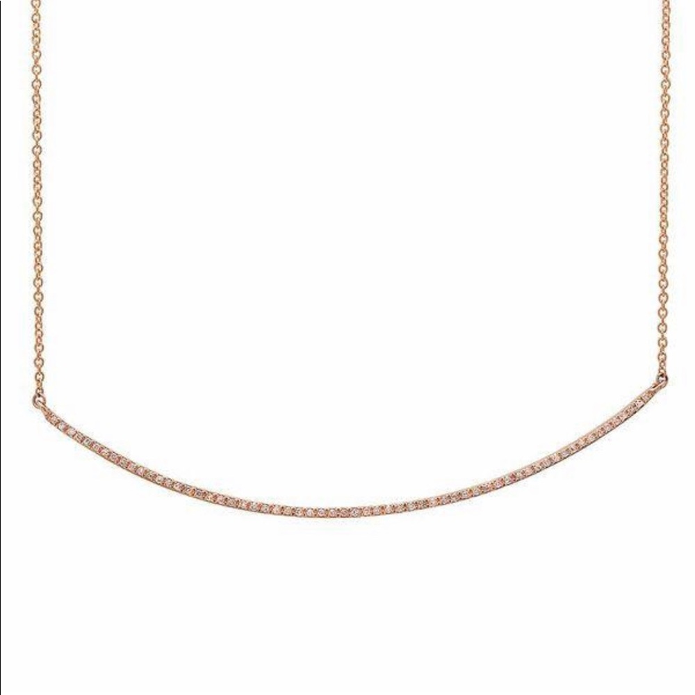 Sachi micropave diamond curved bar necklace rose